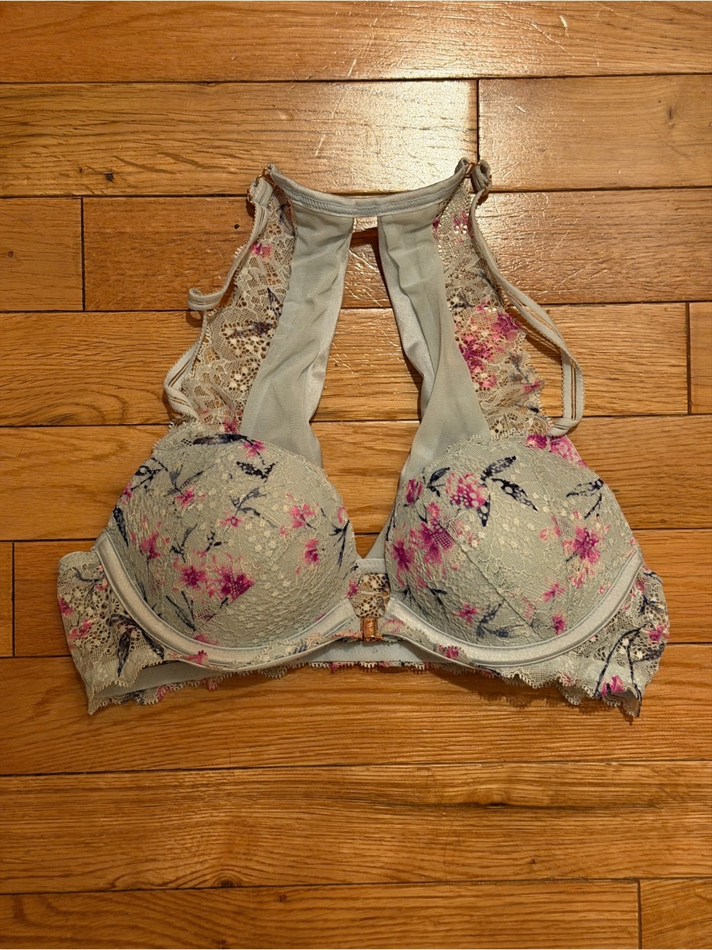 PINK by Victoria’s Secret Push-Up Bra 32A- Light Blue with Pink Accents